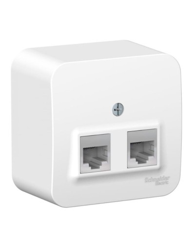 BLANCA розетка RJ11+RJ45, 2-местная, кат. 5Е, открытой установки, белый (BLNIA045111). Розетка компьютерная + телефонная с изолированной пластиной. Systeme Electric в Черкесске