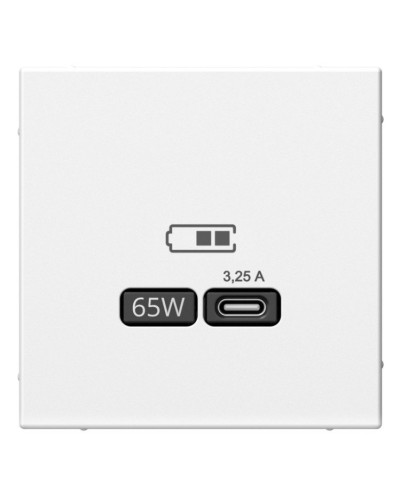 ArtGallery розетка USB тип-С 65Вт высокоскоростной заряд. QC, PD, скрытой установки, механизм, белый (GAL000127). Розетка USB. Systeme Electric в Черкесске