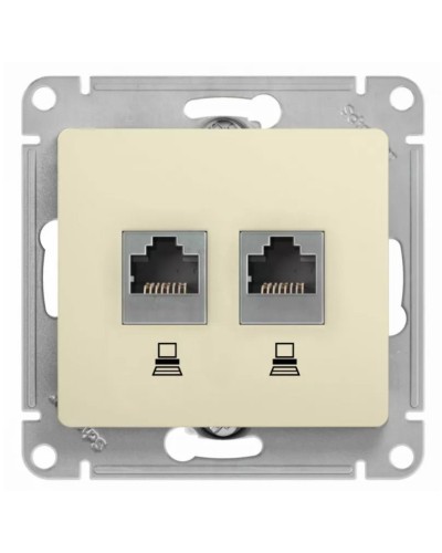 Glossa розетка RJ11+RJ45, 2-местная, кат. 5Е, скрытой установки, механизм, бежевый (GSL000285). Розетка компьютерная + телефонная. Systeme Electric в Черкесске