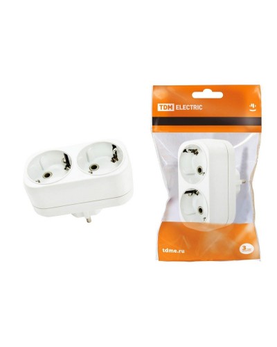 Блок на 2 гнезда 2П+З плоский 16А 250B TDM (SQ1806-0026). Розетка. TDM ЕLECTRIC в Черкесске