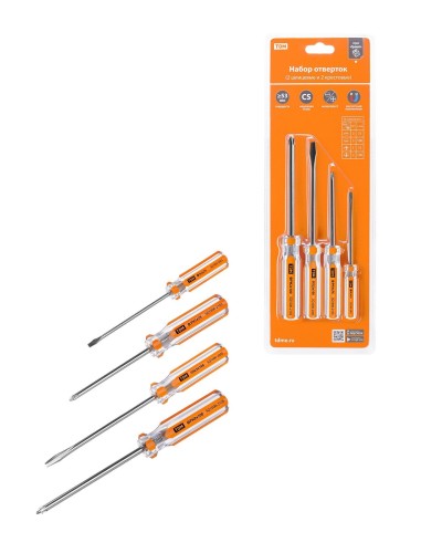 Набор отверток 4шт.: SL3x75, SL5х100, PH1х75, PH2х100, блистер, CS Гранит TDM (SQ1013-0101). Набор отверток. TDM ЕLECTRIC в Черкесске