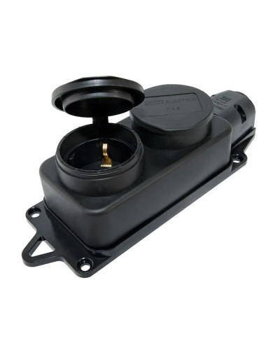 Розетка двухместная 2Р+РЕ 16А 250В IP44 (SQ0612-0037). Розетка двухместная с заглушками каучук. TDM ЕLECTRIC в Черкесске