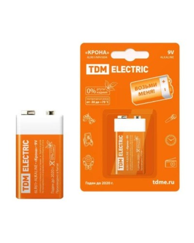 6LR61 Крона 9V BP-1 TDM (SQ1702-0013). Элемент питания. TDM ЕLECTRIC в Черкесске