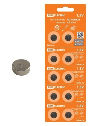 AG1/LR621 Alkaline 1,5V BP-10 TDM (SQ1702-0045). Элемент питания. TDM ЕLECTRIC в Черкесске