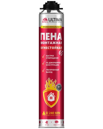 Пена огнестойкая ULTIMA PRO 65, 850 мл. Пена монтажная профессиональная. ULTIMA в Черкесске