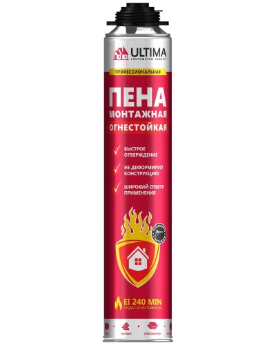Пена огнестойкая ULTIMA PRO, 750 мл. Пена монтажная профессиональная. ULTIMA в Черкесске