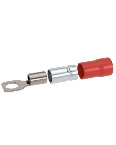 Наконечник НКИ 0,25-1,5 М6 (D6,4мм) с отверстием под винт (100 шт) (2A6P-DS-PVC). Наконечник с отверстием под винт и изолированным фланцем ПВХ, двойная гильза. ДКС в Черкесске