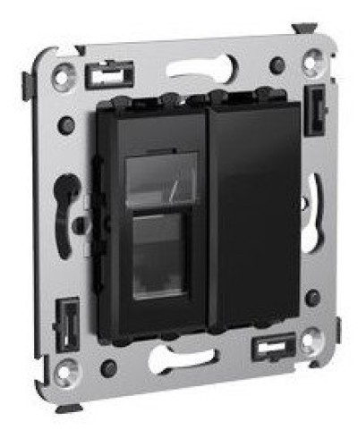Розетка RJ-45 в стену Avanti одинарная черный квадрат (4402463). Розетка компьютерная. ДКС в Черкесске