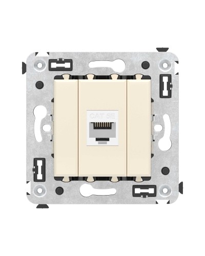 Розетка RJ-45 в стену, кат.5E, Avanti, одинарная, ванильная дымка (4405663). Розетка компьютерная. ДКС в Черкесске