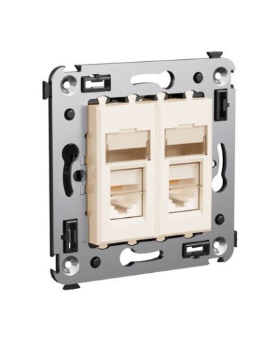 Розетка RJ-45 Avanti в стену двойная экранированная ванильная дымка (4405364). Розетка. ДКС в Черкесске