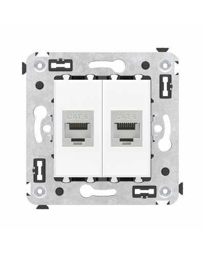 Розетка RJ-45 в стену, кат.6E, Avanti, двойная, белое облако (4400794). Розетка компьютерная модульная. ДКС в Черкесске