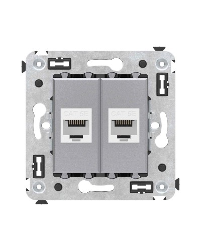 Розетка RJ-45 в стену, кат.5E, Avanti, двойная, закаленная сталь (4404664). Розетка компьютерная. ДКС в Черкесске
