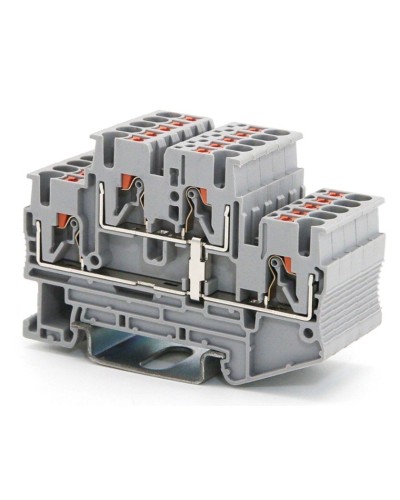 Клемма двухуровневая, зажим push-in, 2.5 кв.мм, серая (VPRTT-2.5-PV-GY). Клемма проходная, 4 точки подключения, уровни соединены перемычкой. ДКС в Черкесске