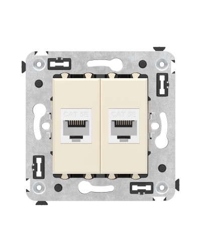 Розетка RJ-45 в стену, кат.5E, Avanti, двойная, ванильная дымка (4405664). Розетка компьютерная. ДКС в Черкесске