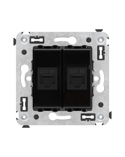 Розетка RJ-45 в стену, кат.5E, Avanti, двойная, черный квадрат (4402664). Розетка компьютерная. ДКС в Черкесске