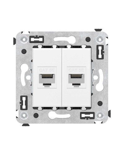 Розетка RJ-45 в стену, кат.5E, Avanti, двойная, белое облако (4400664). Розетка компьютерная. ДКС в Черкесске