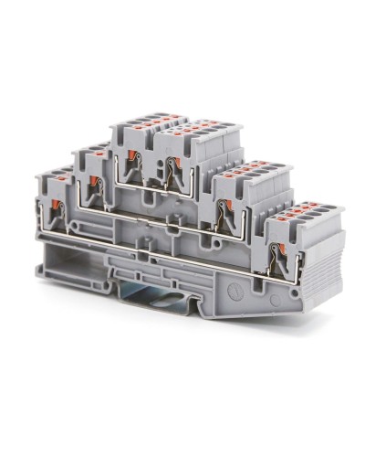 Клемма трехуровневая, зажим push-in, 2.5 кв.мм, серая (VPR-2.5-3L-GY). Клемма проходная, 6 точки подключения. ДКС в Черкесске