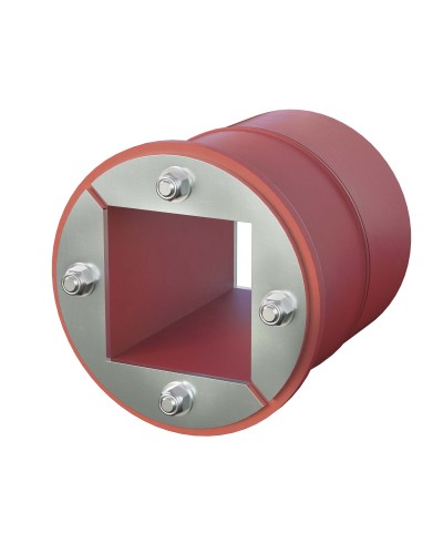 Проходка круглая, нержавеющая, D150х70 мм с проемом 90х90 мм (DXF3125): Проходка круглая, нержавеющая, с проёмом в Черкесске