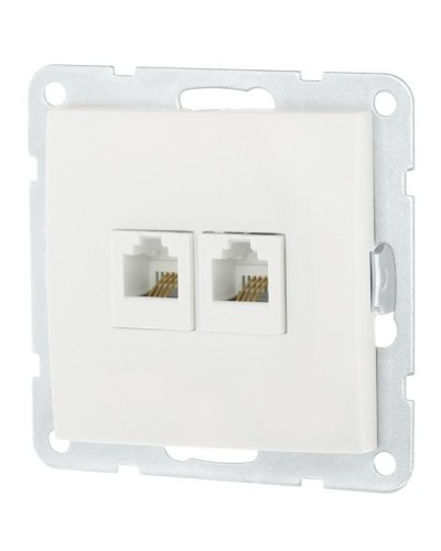 Розетка телефонная двойная 2xRJ-12 с накладкой, белый LK60 (865604-1). Розетка телефонная. Экопласт в Черкесске
