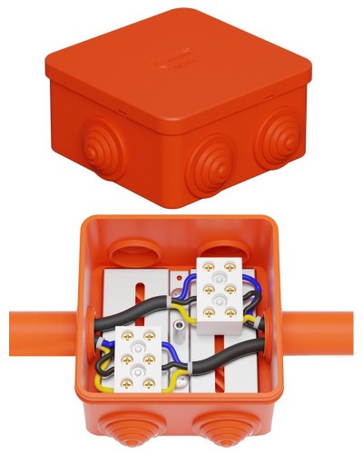 Коробка JBS080 85х85х50, 6 вых., 4P (0,15-10,0 мм²) (43311HF). Коробка монтажная, огнестойкая, без галогена. Экопласт в Черкесске