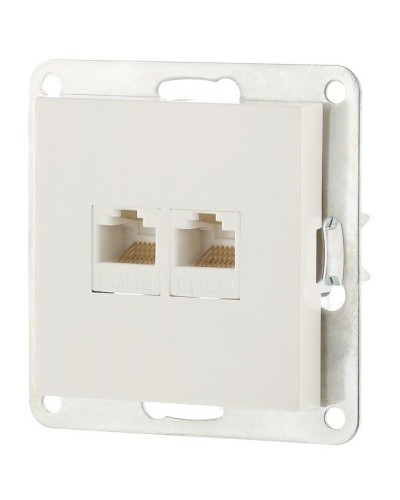 Розетка 2xRJ-45 кат.5е с накладкой, белый LK80 (846204-1). Розетка компьютерная двойная. Экопласт в Черкесске