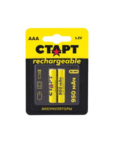 СТАРТ HR03 (AAA, 950mah), упак. 2 шт. БЛИСТЕР. Перезаряжаемые аккумуляторы. СТАРТ в Черкесске