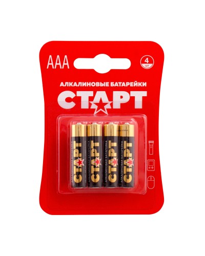 СТАРТ LR03-BL4 (1,5 В, AAA, LR03), упак. 4 шт. БЛИСТЕР. Алкалиновые батарейки. СТАРТ в Черкесске